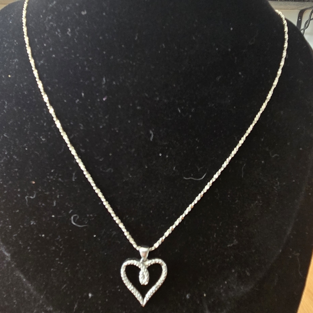 Vintage Heart  925 Silver With Chip Diamonds 16 Inch Vintage - Picture 2 of 4